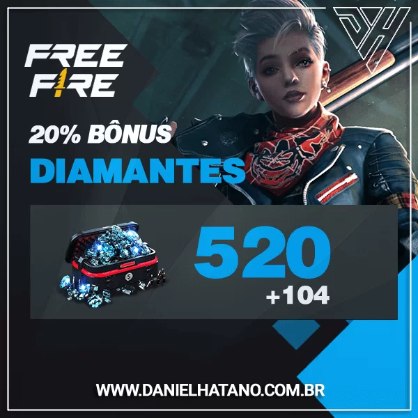 Free Fire 100 diamantes + 20 Bônus